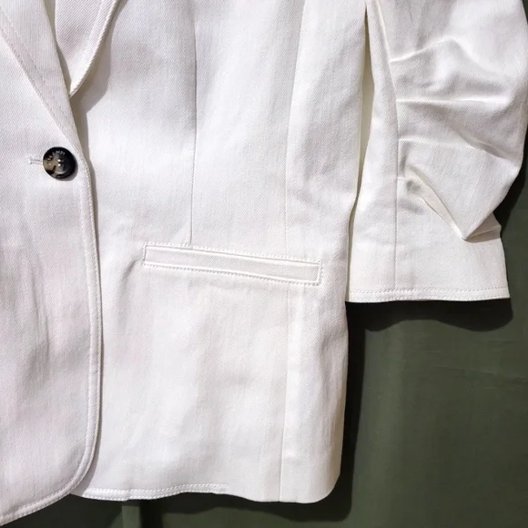 $395 Unworn Cinq A Sept Khloe White Denim Blazer - Picture 7 of 10